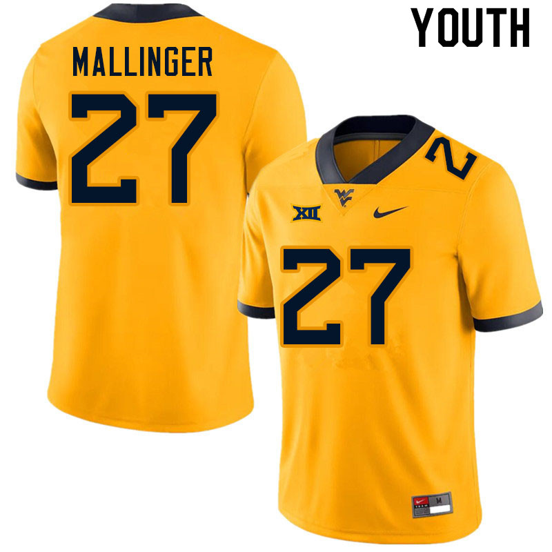NCAA Youth Davis Mallinger West Virginia Mountaineers Gold #27 Nike Stitched Football College Authentic Jersey PA23W63FJ